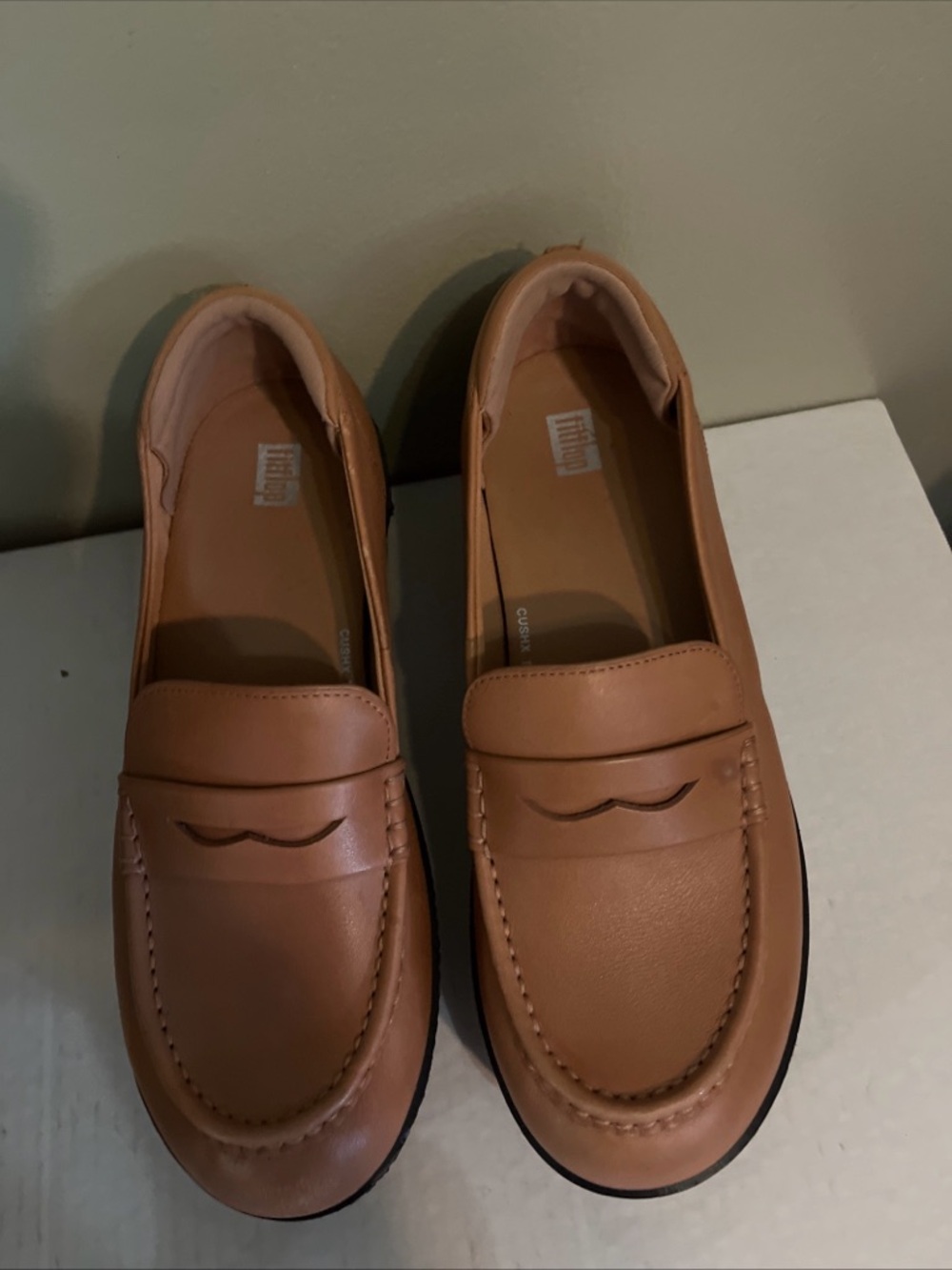 Fitflops Pilar platform Loafers Tan Leather Cush X Comfort Trendy Chunky US 9 - Picture 4 of 14